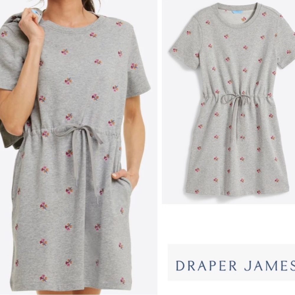 Draper James Gretchen Sweatshirt Dress in Embroidered Viola
